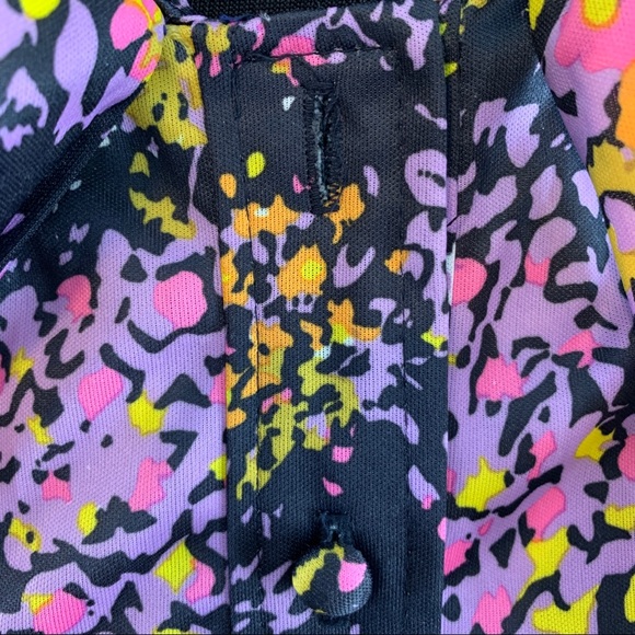 Psychedelic Floral Secretary Dress with Bow Drop Waist with Button details - Picture 5 of 14